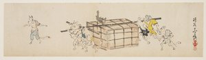 Renards blancs portant un coffre, vers 1840 - Yoda Chikkoku